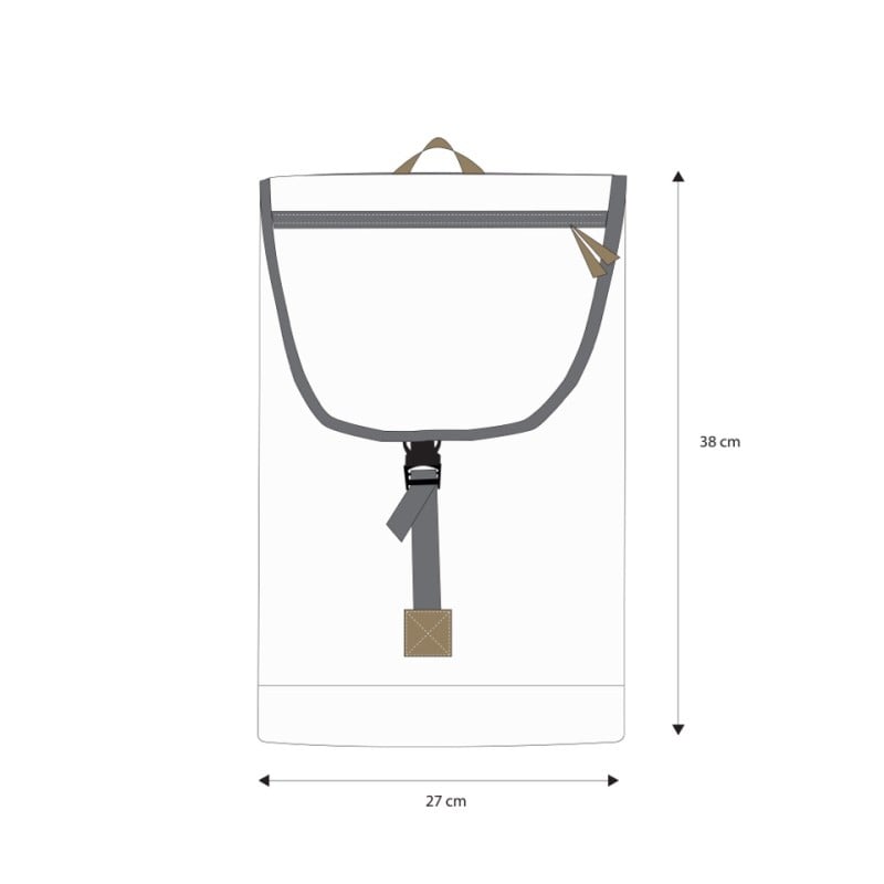 360° Taschen Landgang Mini Rucksack (weiß / Balken Persenning taupe, Gurt beige)