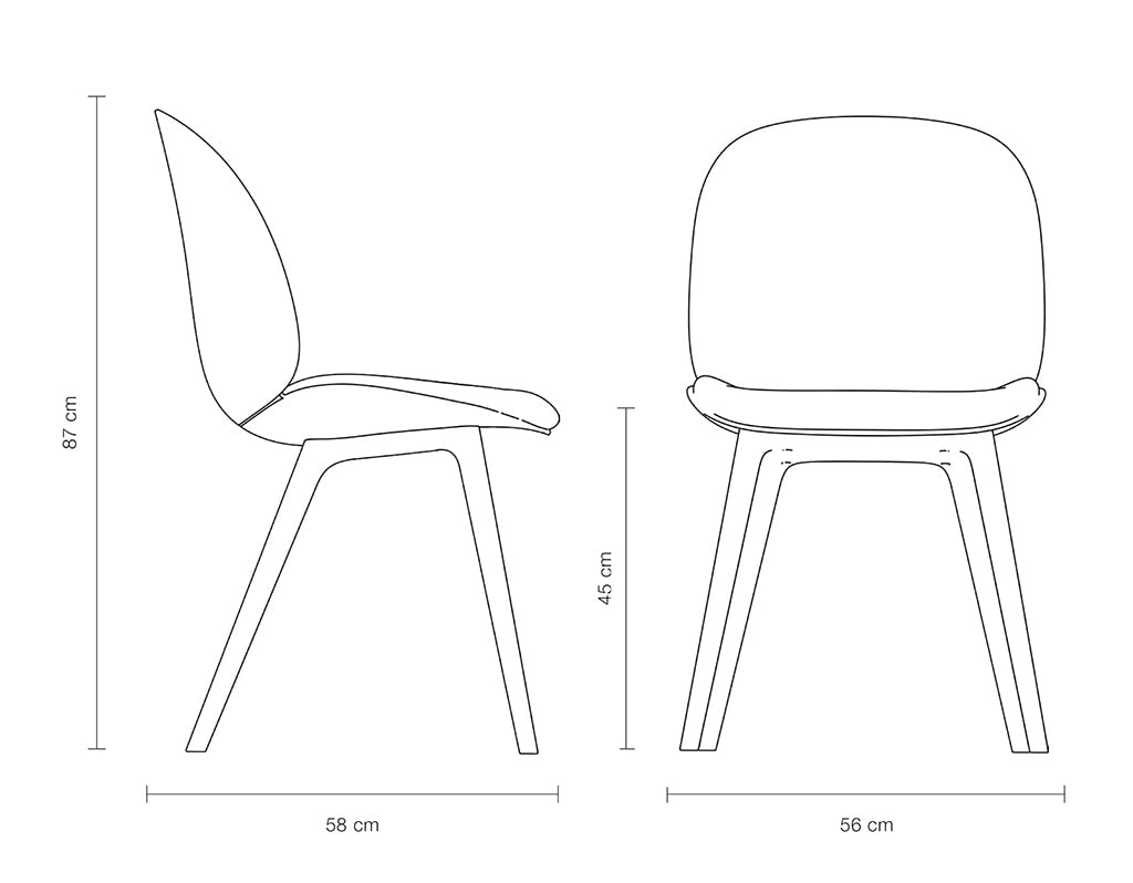 Gubi Beetle Dining Chair Stuhl, Kunststoffbeine schwarz