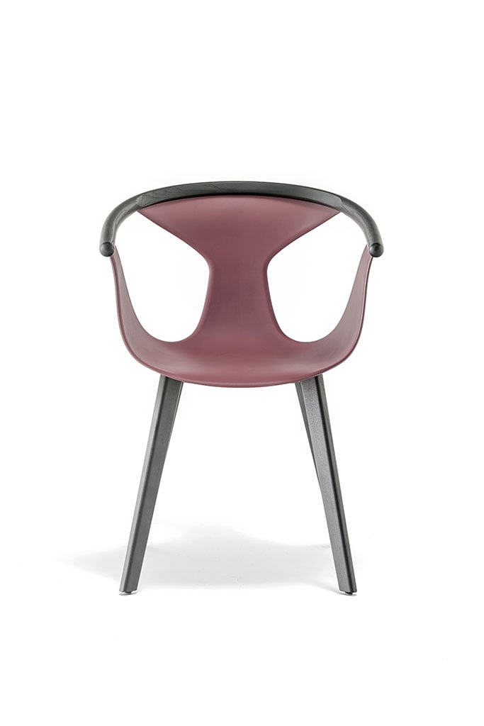 Pedrali Fox 3725 Stuhl schwarz gebeizt rot Front