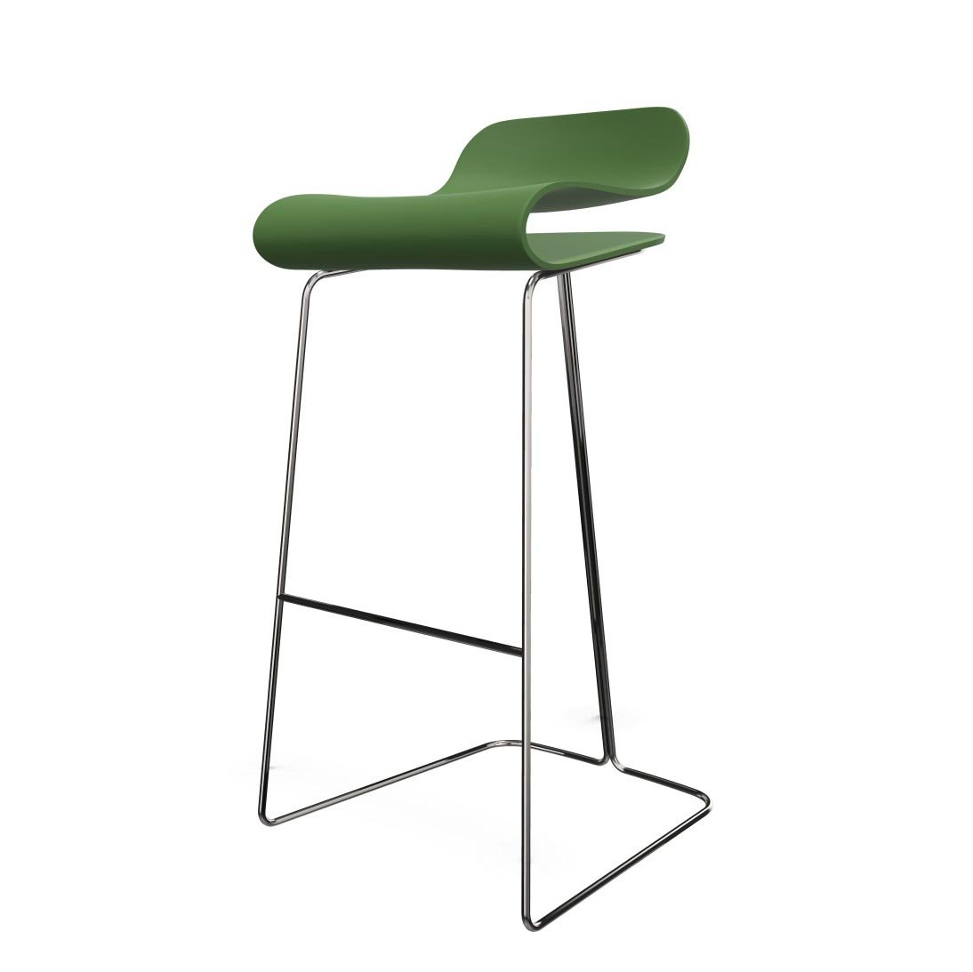 Kristalia BCN Barhocker mit Kufengestell 76cm (Sitz weiß / Gestell weiß)