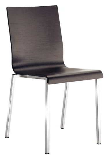 Pedrali Kuadra 1321 Stuhl (2 Stk.) - Pedrali Gestellfarbe:Gestell chrom |Pedrali Farbe:Sitzfläche furnierte Eiche hell (2 Stk.)