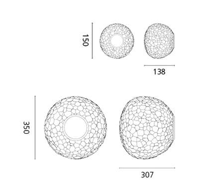 artemide meteorite wandleuchte technische zeichnung 1