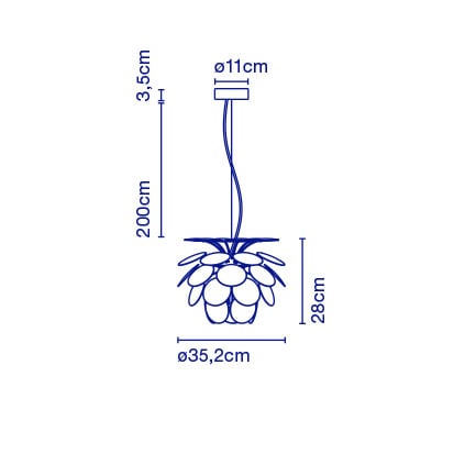 Marset Discoco 35 Pendelleuchte, technische Zeichnung
