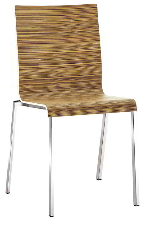 Pedrali Kuadra 1321 Stuhl (2 Stk.) - Pedrali Gestellfarbe:Gestell chrom |Pedrali Farbe:Sitzfläche furnierte Eiche hell (2 Stk.)