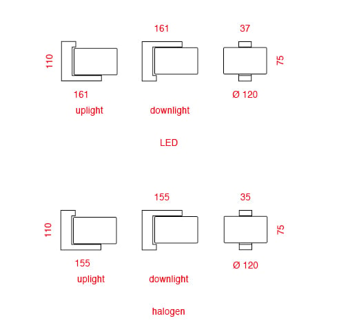 serien.lighting reef wall 024 technische zeichnung