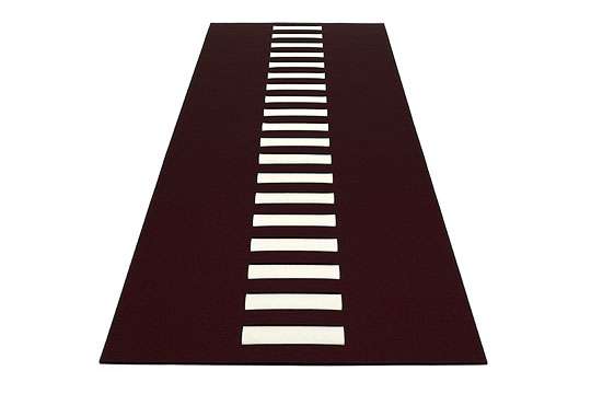 Hey-Sign Schlitz Teppich (140x195cm) - hey_sign_farbe:11 rot - Streifen 03 wollweiß