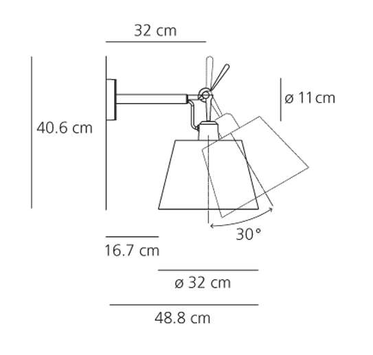 artemide tolomeo parete diffusore 32 wandleuchte ma e