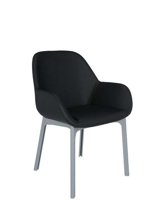 kartell clap sessel grau kunstleder schwarz seite