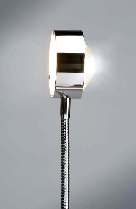 top light puk flexlight wall wandleuchte chrom linse glas