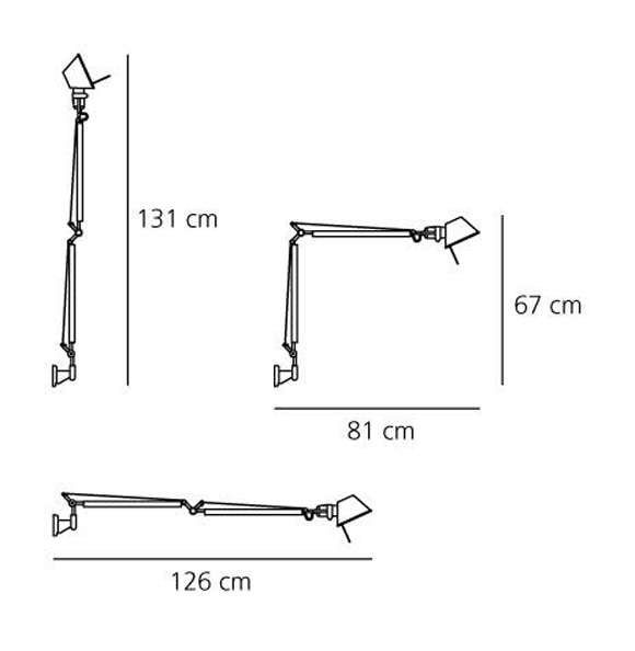 artemide tolomeo parete wandleuchte ma e