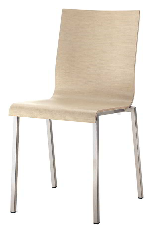 Pedrali Kuadra 1321 Stuhl (2 Stk.) - Pedrali Gestellfarbe:Gestell chrom |Pedrali Farbe:Sitzfläche furnierte Eiche hell (2 Stk.)