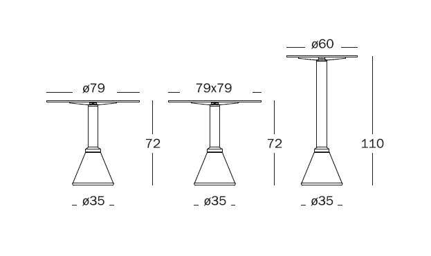 Magis Table One Bistrotisch - Magis Ausführung:Ø 60cm|Magis Gestellfarbe:Aluminium eloxiert|Magis Farbe:weiß|Magis Maße:H 110cm