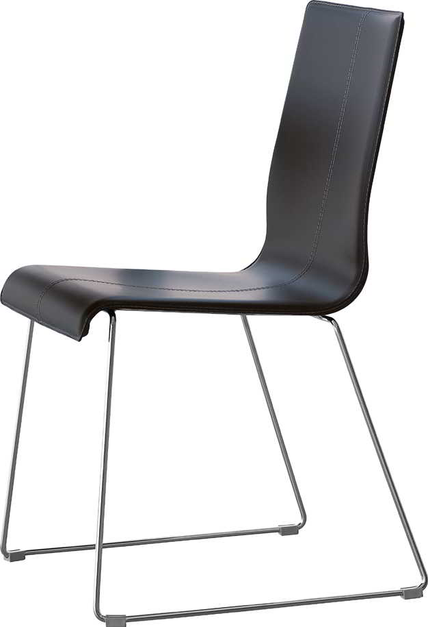 Pedrali Kuadra 1298 Stuhl (2 Stk.) - Pedrali Gestellfarbe:Gestell chrom |Pedrali Farbe:Sitzschale Lederfaserstoff schwarz (2 Stk.)