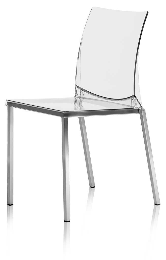 Pedrali Kuadra 1271 Stuhl (2 Stk.) - Pedrali Gestellfarbe:Gestell chrom |Pedrali Farbe:Sitzfläche transparent rot (2 Stk.)