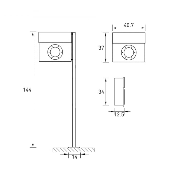 radius design letterman 1 briefkasten technische zeichnung