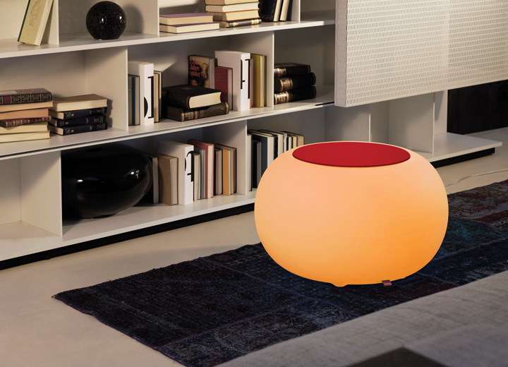 Moree Bubble Indoor LED Beistelltisch / Hocker - Moree Farbe:Filzauflage orange