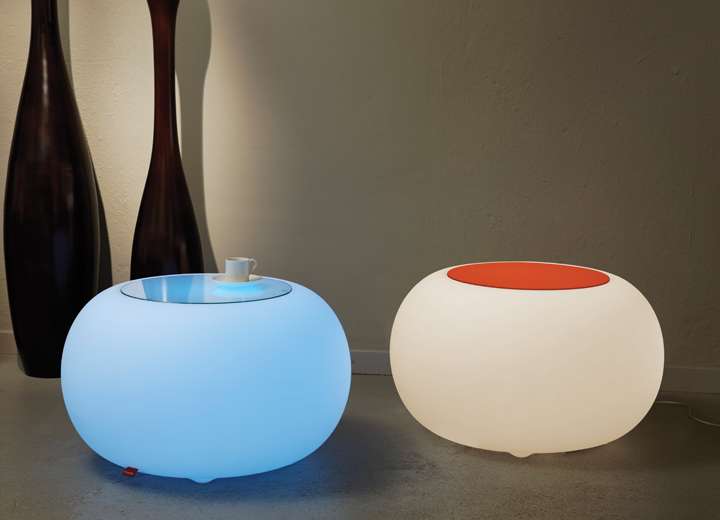 Moree Bubble Indoor LED Beistelltisch / Hocker - Moree Farbe:Filzauflage orange