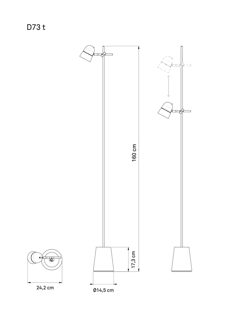 luceplan counterbalance stehleuchte technische zeichnung