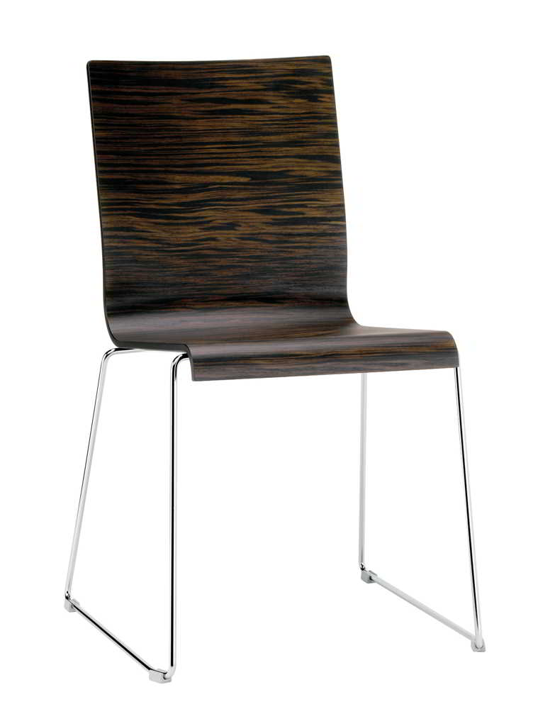 Pedrali Kuadra 1328 Stuhl (2 Stk.) - Pedrali Gestellfarbe:Gestell chrom |Pedrali Farbe:Sitzfläche furnierte Eiche hell (2 Stk.)