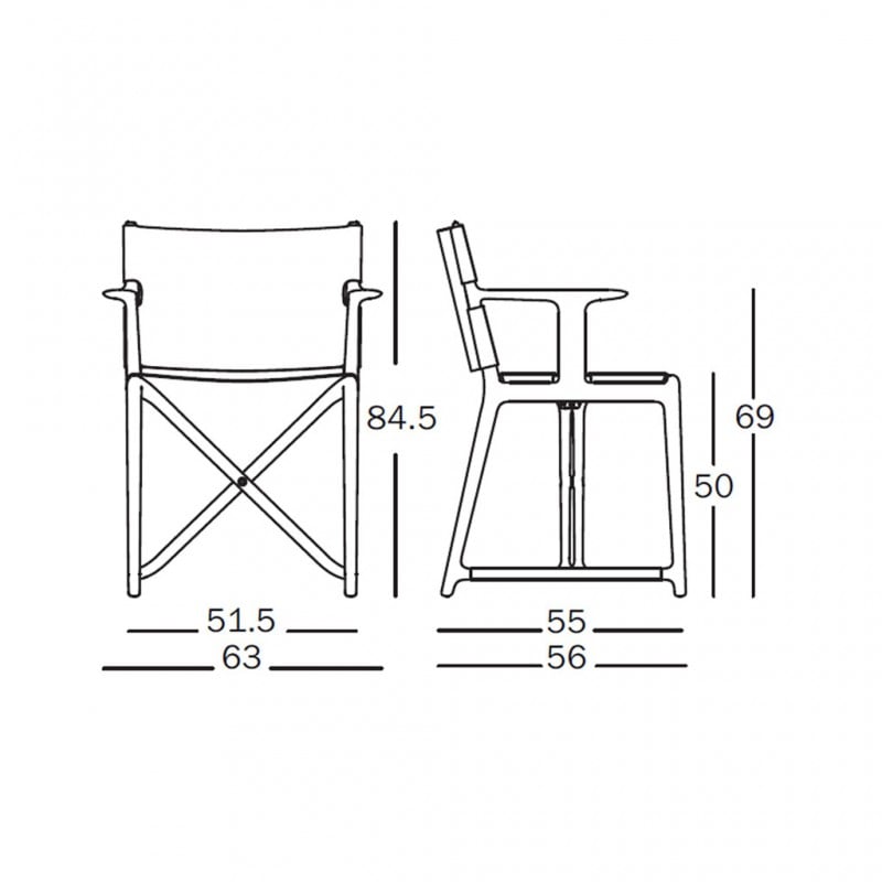 magis stanley outdoor klappstuhl technische zeichnung