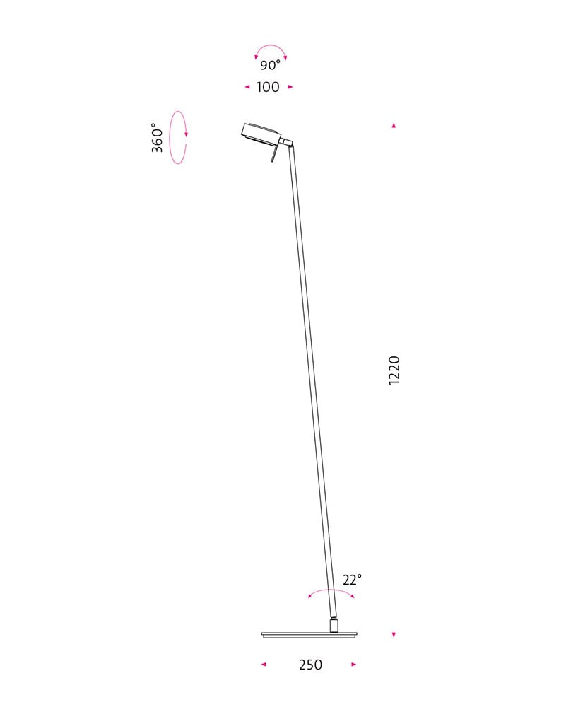 Mawa Design Pure 2 Stehleuchte technische Zeichnung