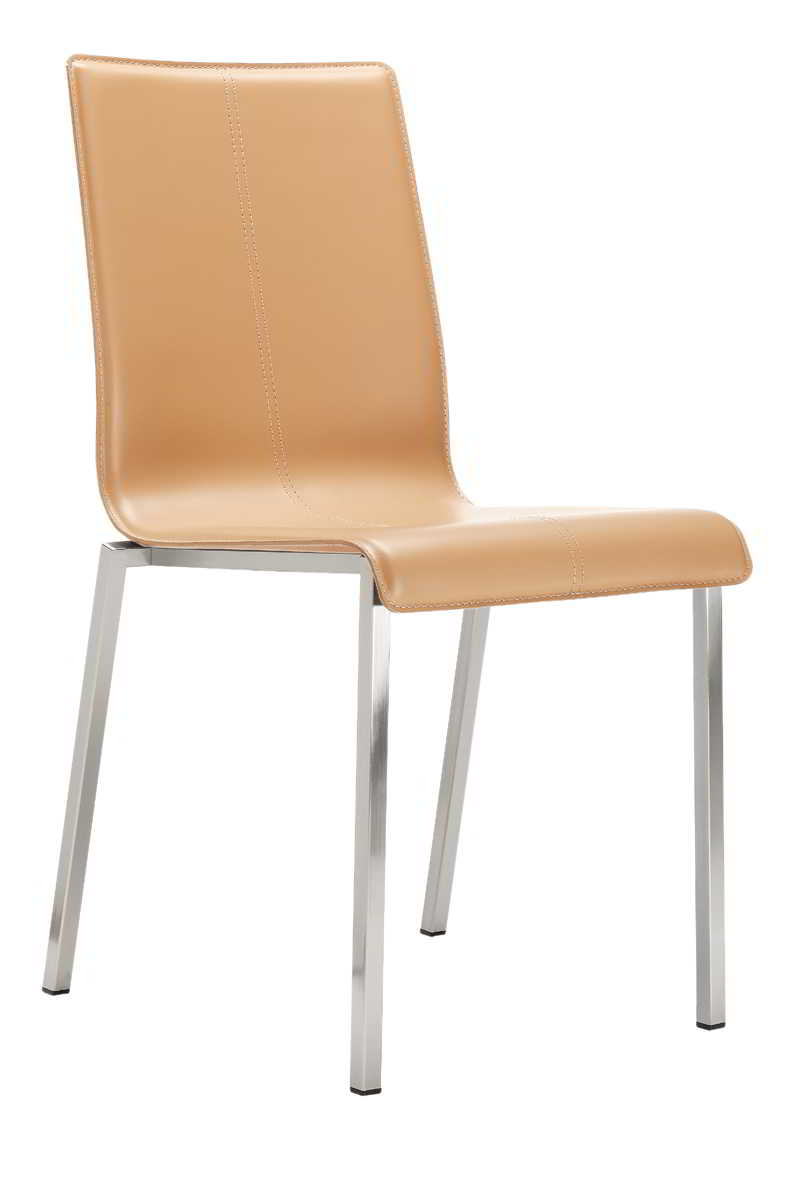 Pedrali Kuadra 1291 Stuhl (2 Stk.) - Pedrali Gestellfarbe:Gestell chrom |Pedrali Farbe:Sitzschale Lederfaserstoff schwarz (2 Stk.)