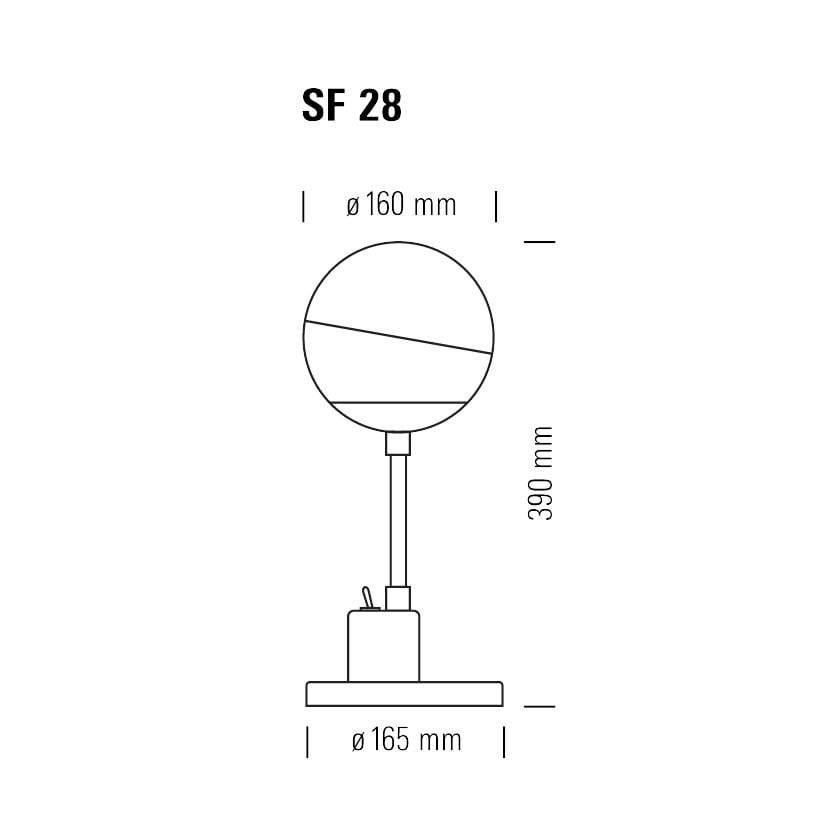 tecnolumen sf 28 tischleuchte technische zeichnung