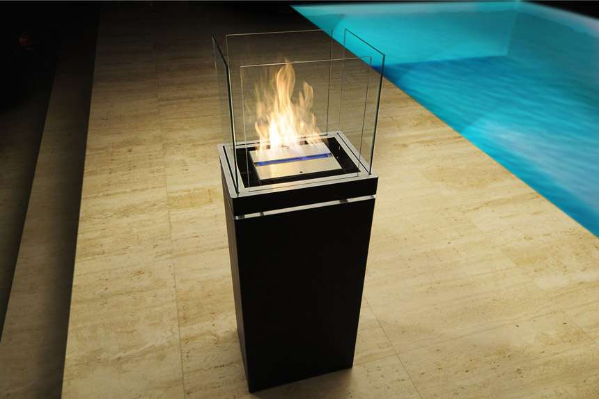 radius design high flame ethanol kamin schwarz matt klare scheiben