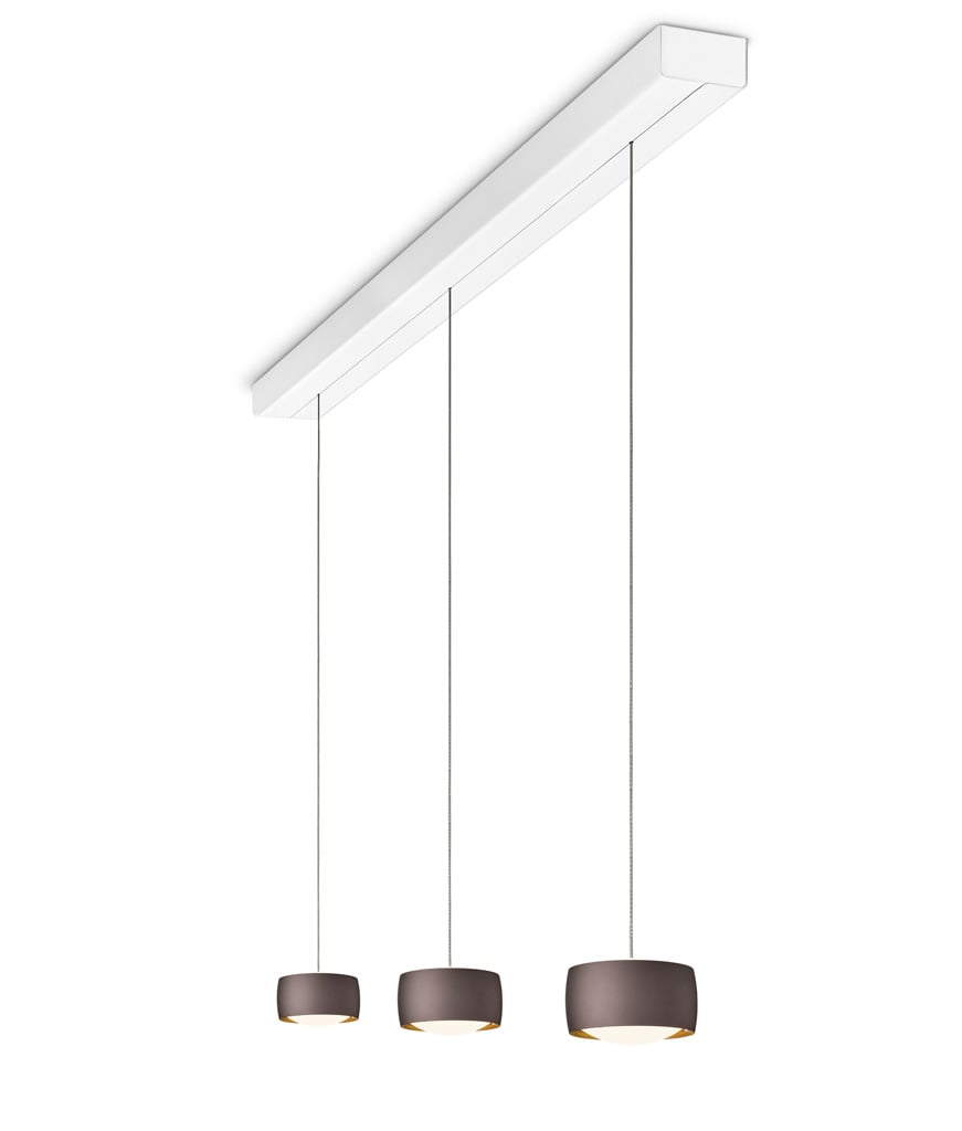 Oligo Grace LED Pendelleuchte mit unsichtbarer Höhenverstellung 3-flammig (weiß, brazilian brown)