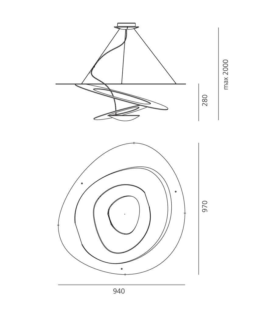 artemide pirce pendelleuchte technische zeichnung 1