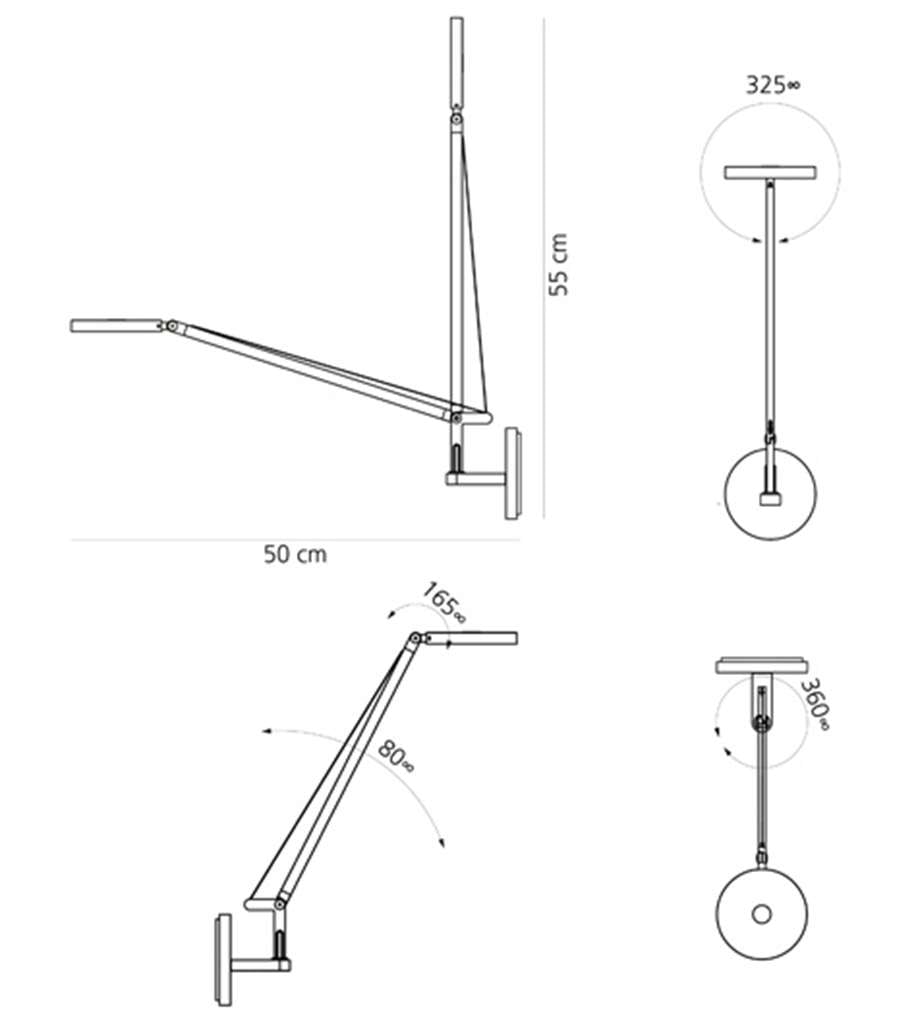 artemide demetra micro wandleuchte technische zeichnung