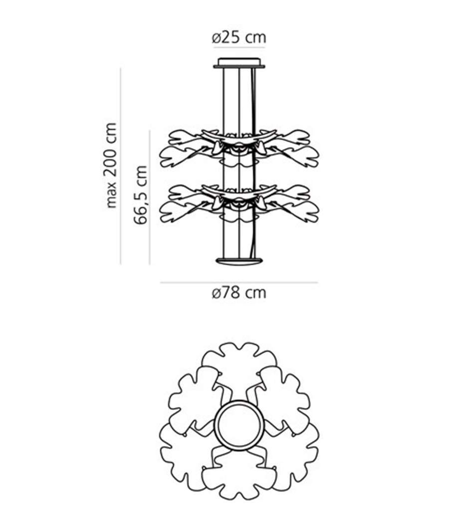 artemide chlorophilia 2 pendelleuchte technische zeichnung 1