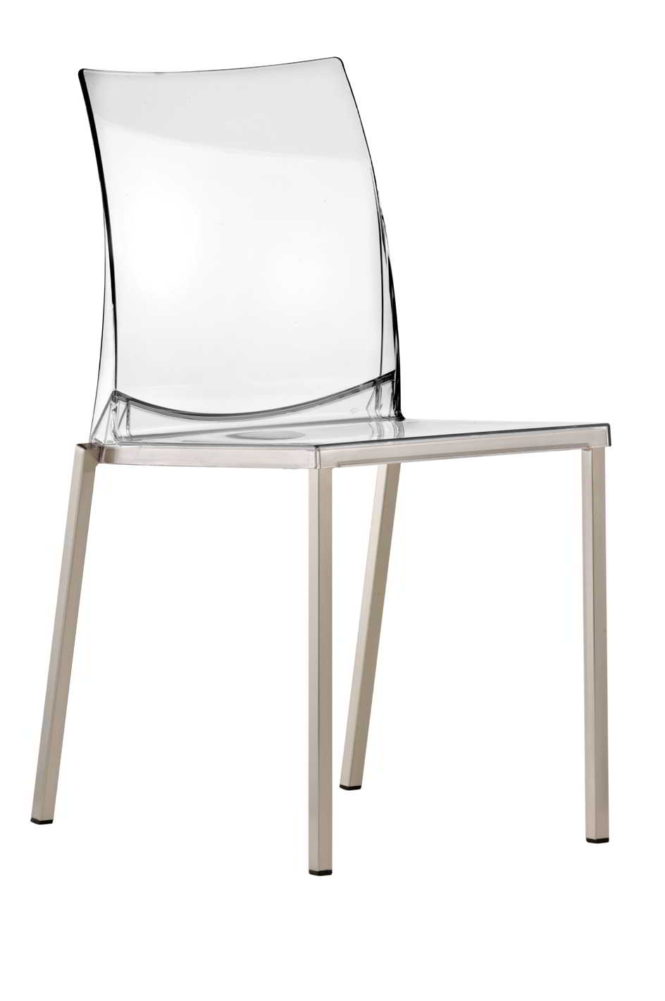 Pedrali Kuadra 1271 Stuhl (2 Stk.) - Pedrali Gestellfarbe:Gestell chrom |Pedrali Farbe:Sitzfläche transparent rot (2 Stk.)