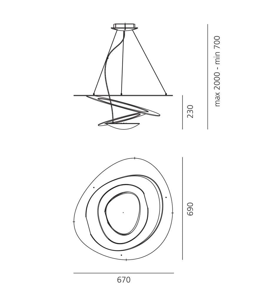 artemide pirce mini sospensione pendelleuchte technische zeichnung