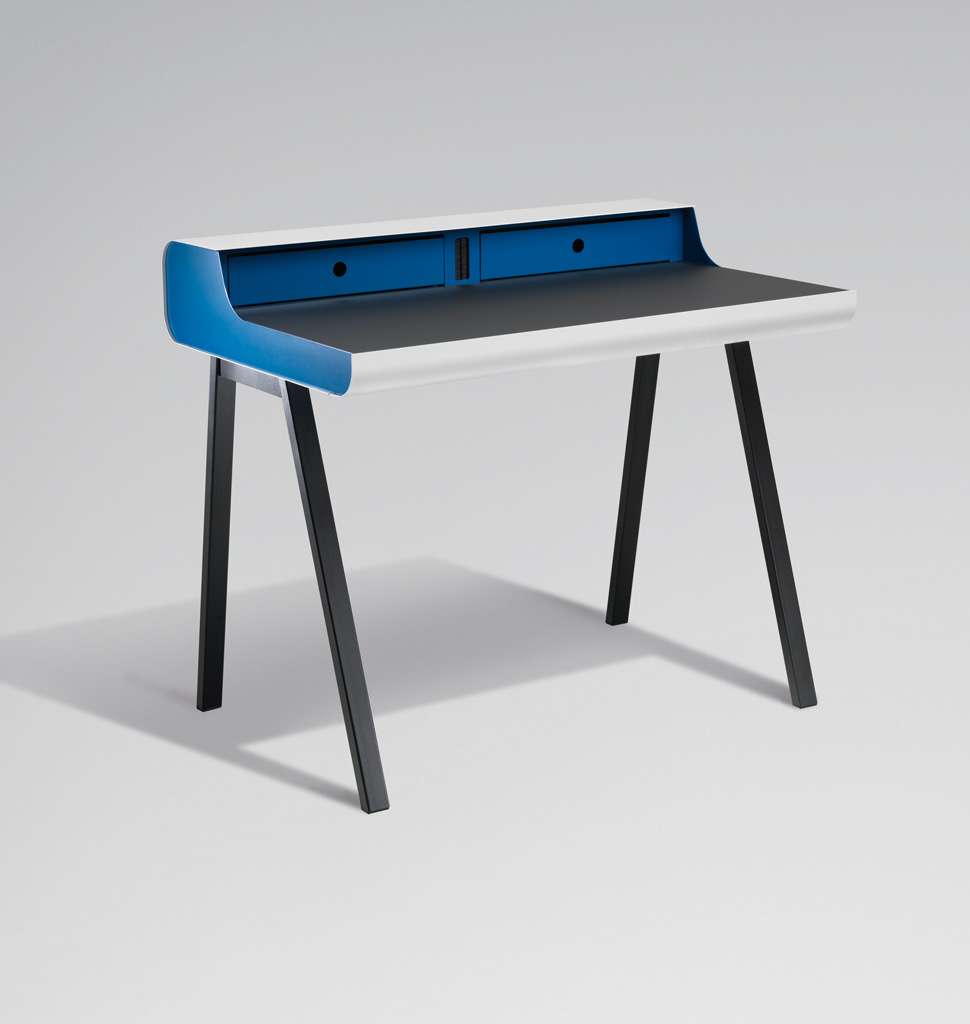 müller möbelfabrikation PS10 Sekretär - müller möbelfabrikation Farbe:Beine schwarz matt, Gehäuse reinweiß (RAL 9010), ohne Schubkästen, Arbeitsfläche schwarz