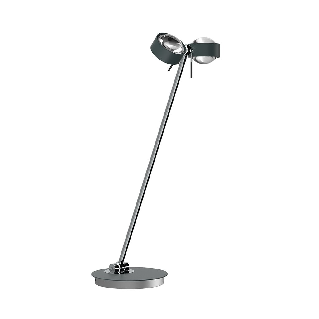 Top Light Puk Mini Table Twin Tischleuchte anthrazit matt-chrom | 2x Linse klar / 2x Glas matt | Standard-Fassung | 60cm 6-08602-2-23-G9+2x2-2026+2x2-2027