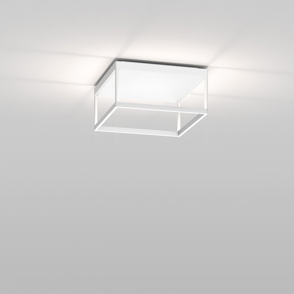 serien lighting Reflex² M 150 Deckenleuchte Triac dimmbar (für 3-adrige Netzleitung) | Reflektor Pyramidenstruktur weiß | extra-warmweiß (2700 K) | weiß RE2006+RE3001
