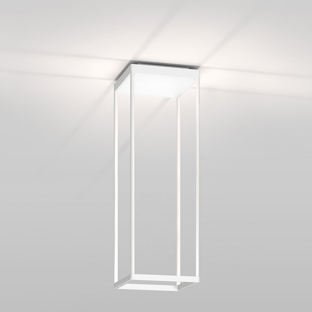 serien lighting Reflex² S 600 Deckenleuchte Triac dimmbar (für 3-adrige Netzleitung) | Reflektor Pyramidenstruktur weiß | extra-warmweiß (2700 K) | weiß RE2952+RE3051