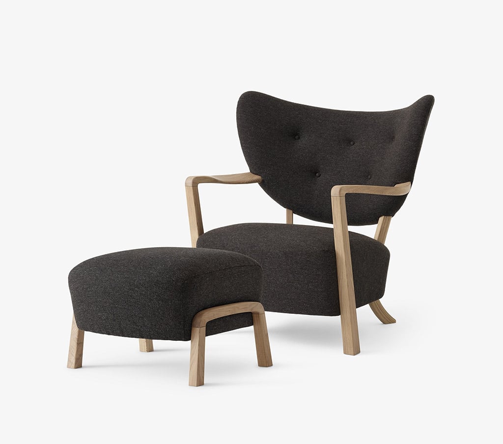 andtradition &tradition Wulff ATD2 Loungesessel + Wulff ATD3 Pouf Gestell Eiche, Stoff Hallingdal 376 134437A235A016