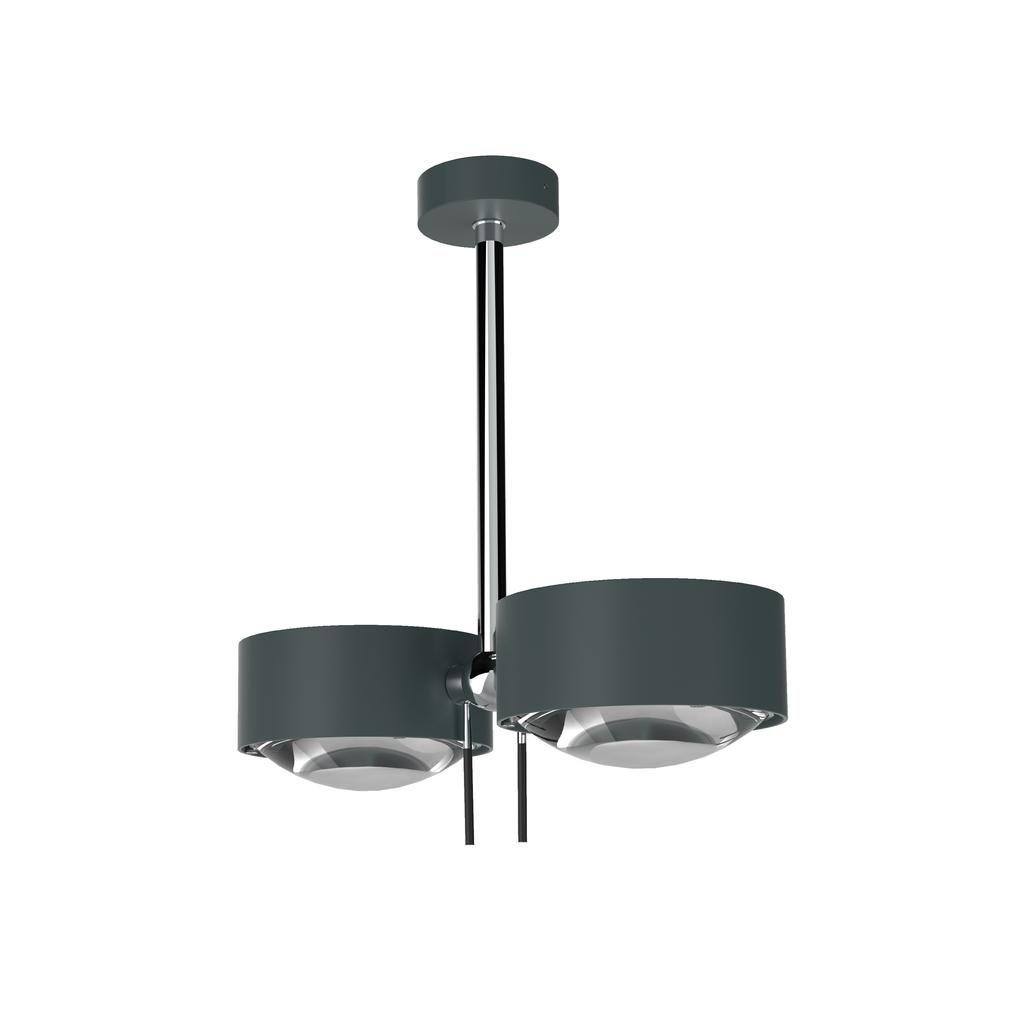 Top Light Puk Maxx Side Twin Deckenleuchte anthrazit matt-chrom | 2x Linse klar / 2x Glas matt | Standard-Fassung | 10cm 2-30842-H-23+2x2-3036+2x2-3037