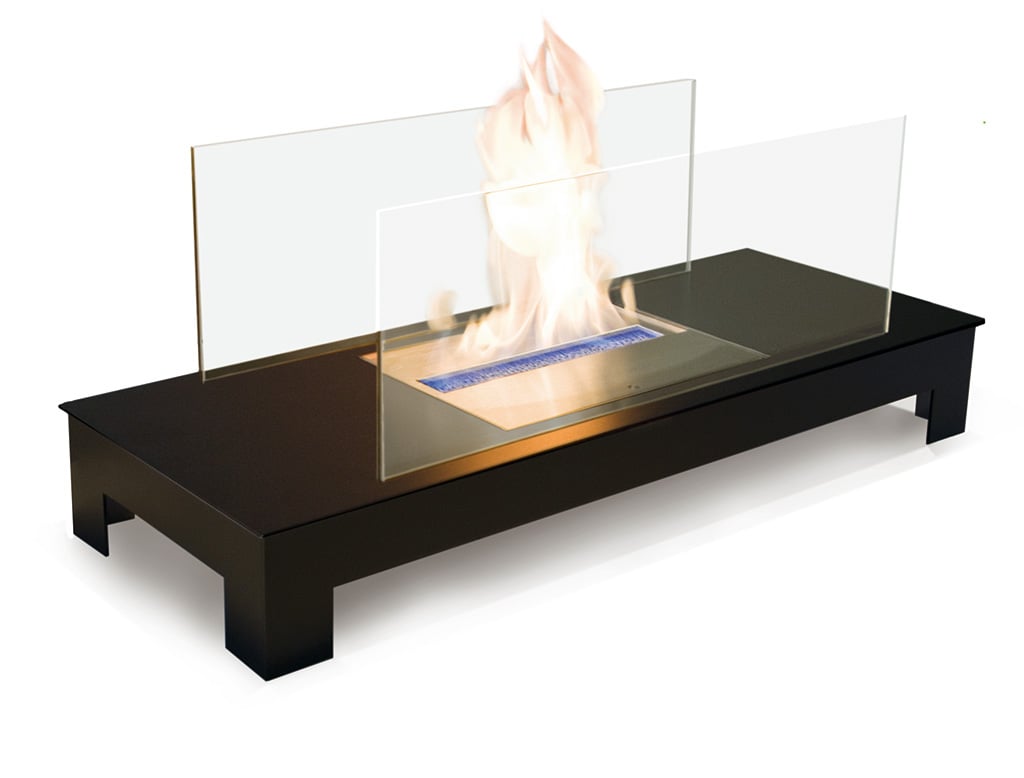 Radius Design Floor Flame Ethanol Kamin Gestell schwarz, Edelstahlplatte schwarz 537 c