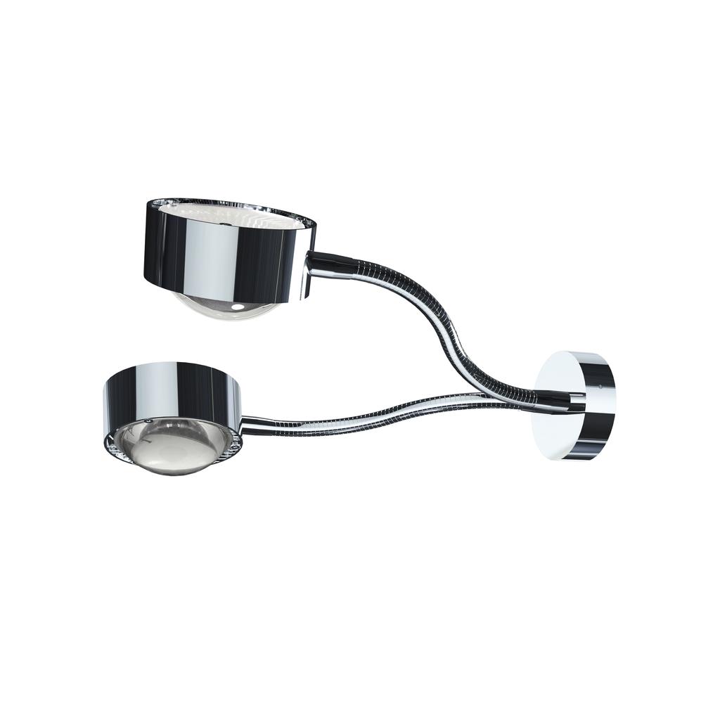 Top Light Puk Mini Flexlight Double Wall Wandleuchte chrom | 2x Linse klar / 2x Glas matt | Standard-Fassung 3-4120114+2x2-2026+2x2-2027