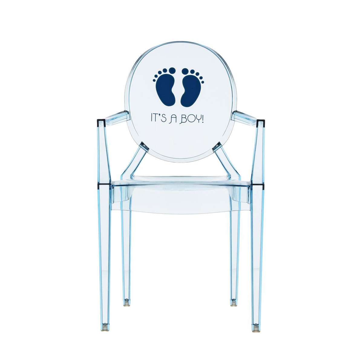 Kartell Lou Lou Ghost Kinderstuhl Special Edition eisblau transparent / Dekor It's a boy G285577