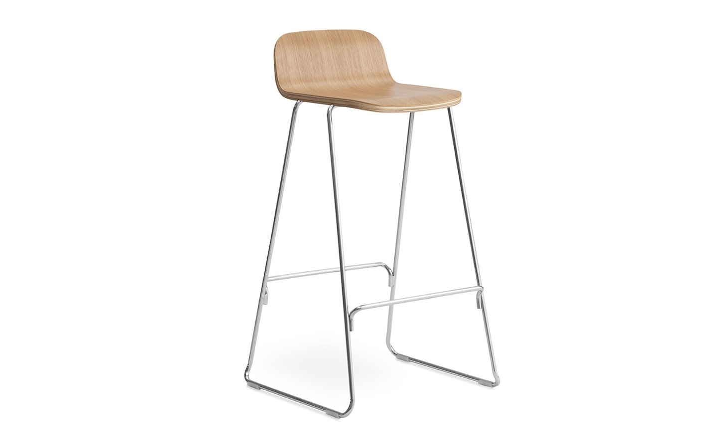 Normann Copenhagen Just Barhocker chrom | H 65cm | mit Rückenlehne | Eiche 602690