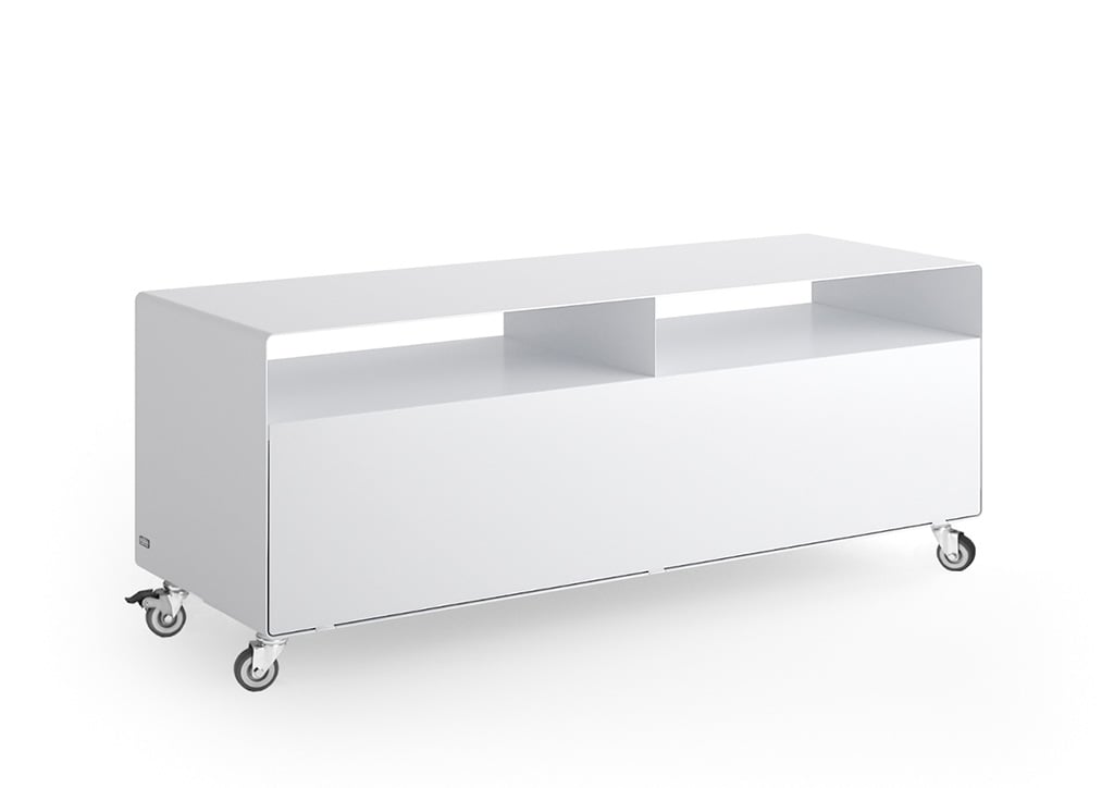 müller möbelfabrikation R 109 Sideboard weiß (mit Industrierollen) mit Industrierollen R 109 in RAL 9003 Industrierollen (QuickShip)