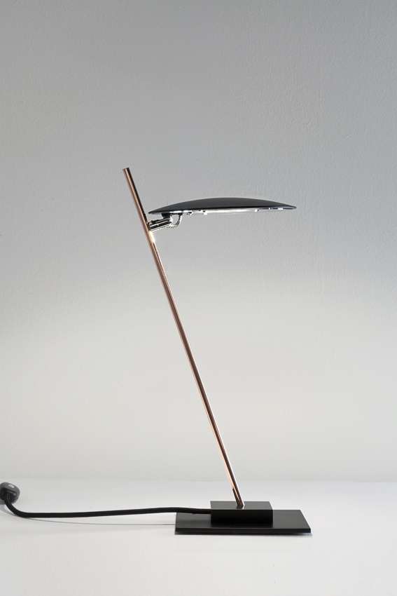 Catellani & Smith Lederam T1 Tischleuchte Scheibe schwarz, Stab satiniert, Basis schwarz LT12LVO