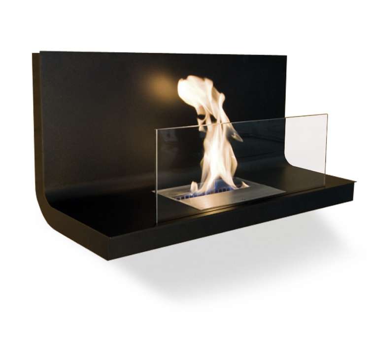 Radius Design Wall Flame 1 Ethanol Kamin Gestell schwarz, Edelstahlplatte schwarz 536 c