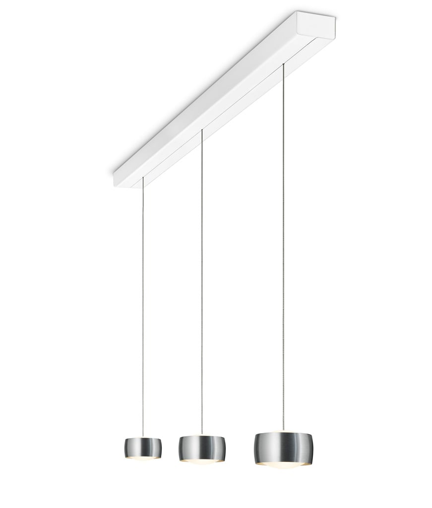 Oligo Grace LED Pendelleuchte mit unsichtbarer Höhenverstellung 3-flammig weiß | aluminium gebürstet 3xG42-931-51-12+63-506-44-21+62-506-20-21
