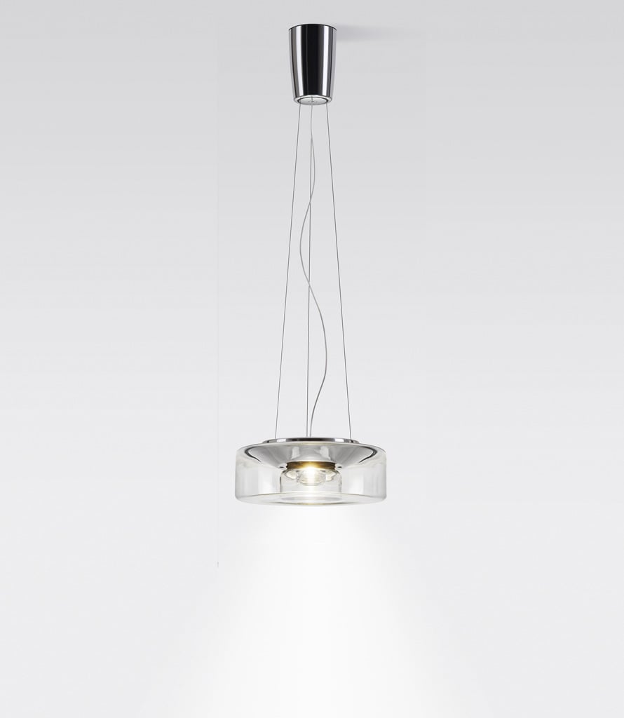 serien lighting Curling S Pendelleuchte mit Rope Stahlseilabhängung extra-warmweiß (2700 K) | Glasschirm klar LE015704+CU014406