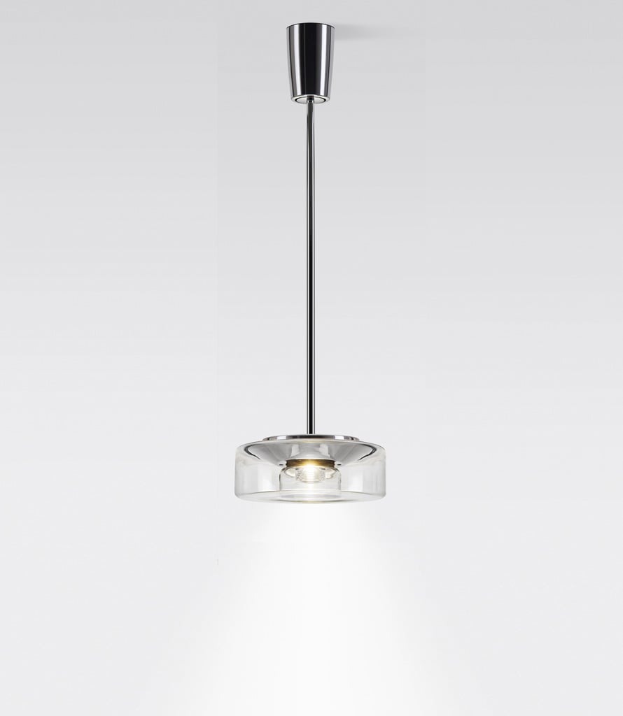 serien lighting Curling S Pendelleuchte mit Tube Rohrabhängung extra-warmweiß (2700 K) | Glasschirm klar LE015707+CU014406